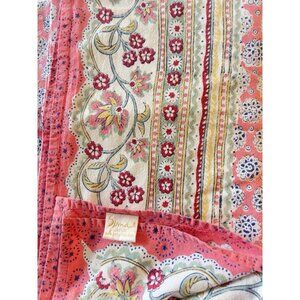 SOMA JAIPUR Tablecloth Pink 52"W x 82"L Hand Block Printed 100% Cotton PRETTY